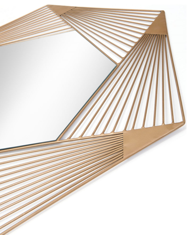 Frame Wall Mirror, Glass, Steel Metal, Gold, Bedroom Living