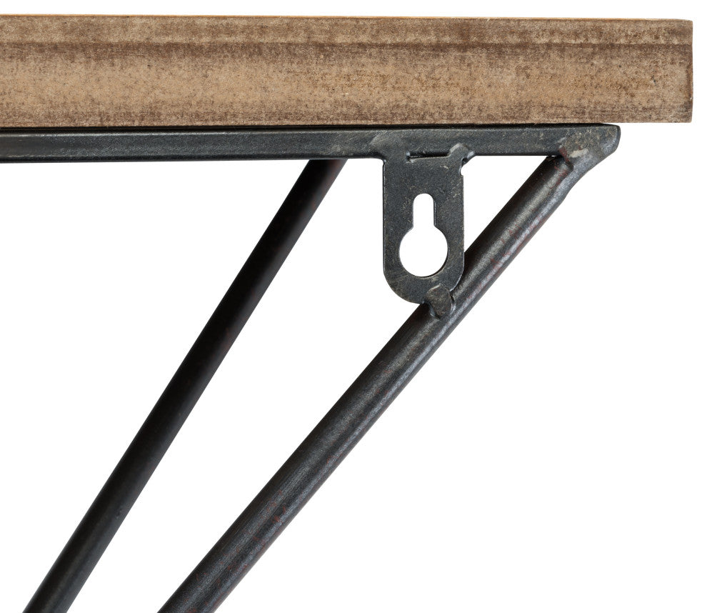 Danya B. Rustic Wall Mount Pine Wood Display Shelf With Asymmetrical Bracket