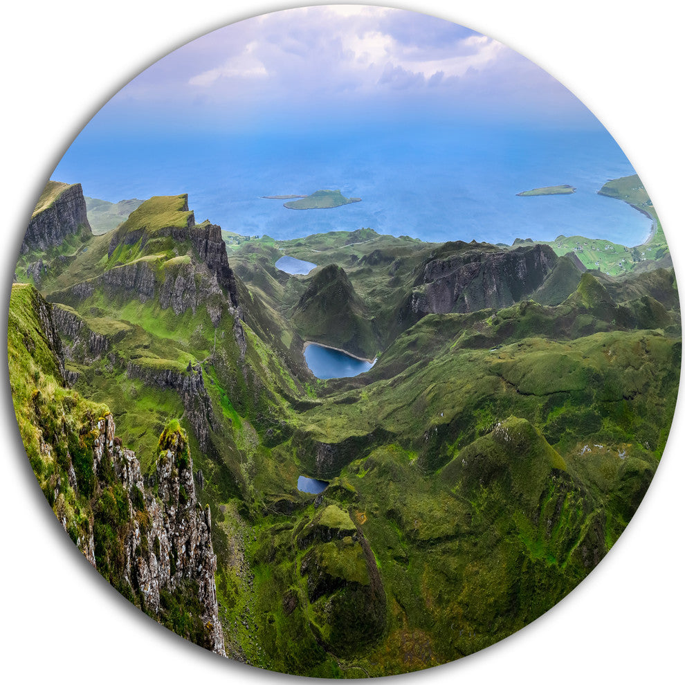 Quiraing Skye Highland Scotland, Landscape Round Metal Wall Art, 11"