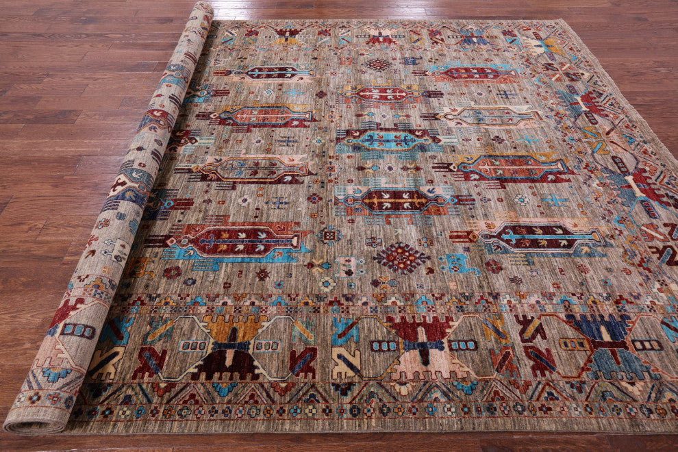 8' 10" X 12' 2" Hand-Knotted Tribal Fine Serapi Rug - Q12144