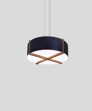 Plura 46" Pendant, Walnut, Matte Black with Matte White Interior, GU, 24 Socket