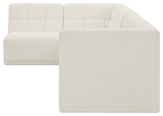 Relax Velvet Upholstered 4-Piece L-Shaped Modular Sectional, Cream