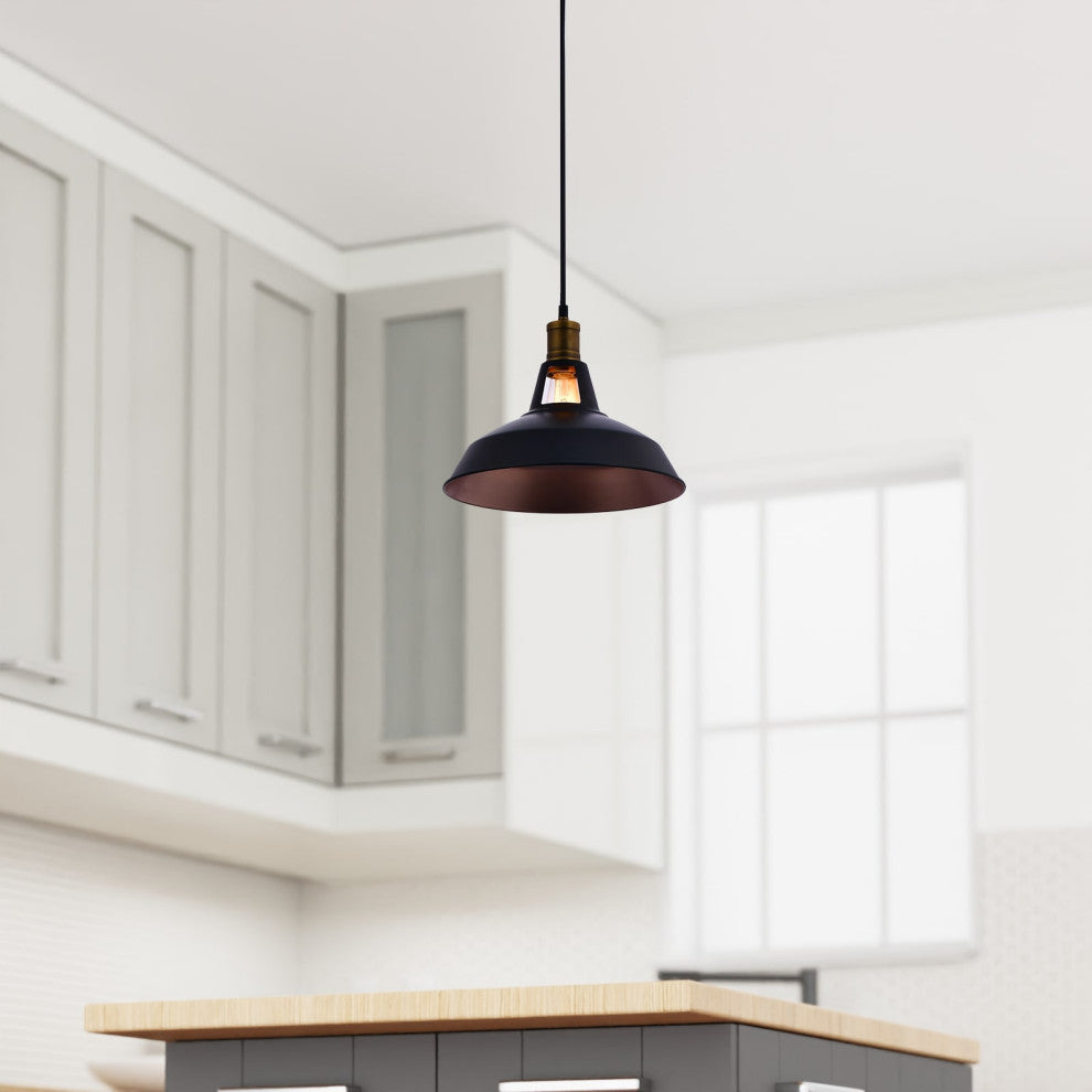 Lazzur Saone 1 Light 12" Matte Black Pendant