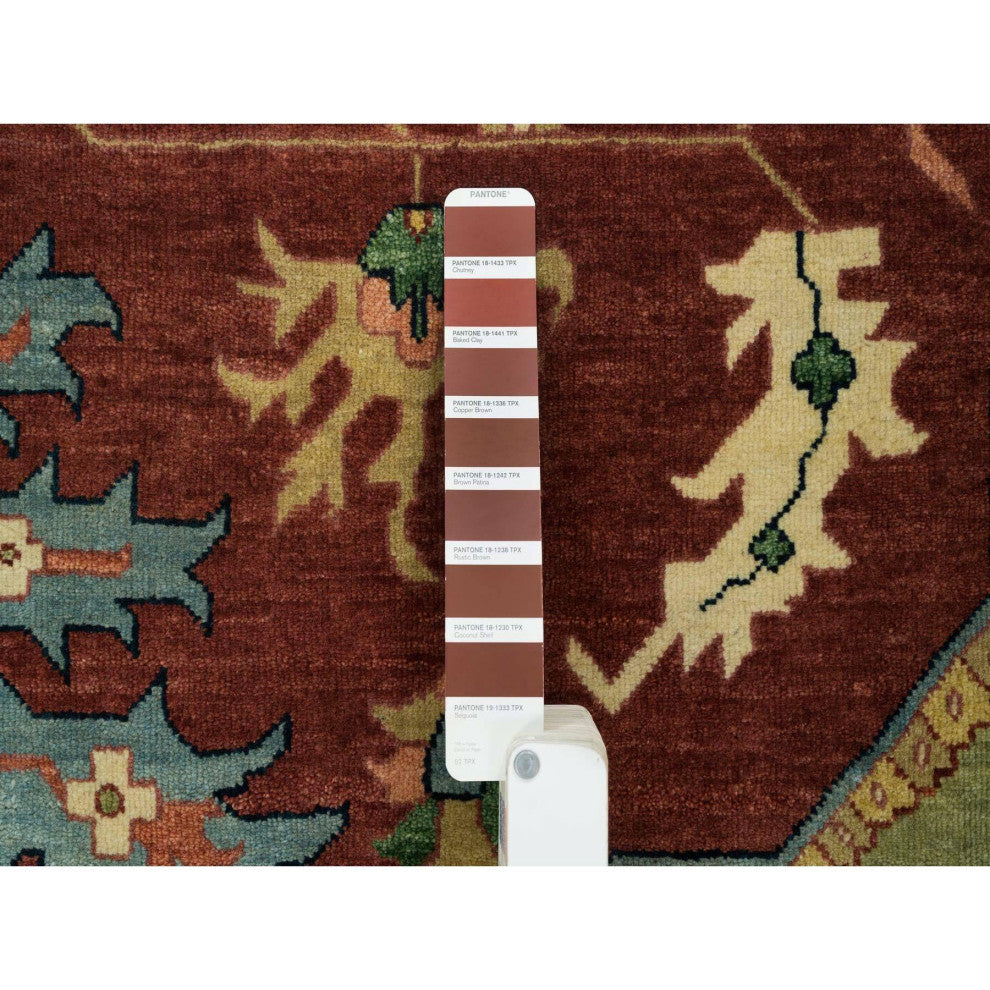 Red Heriz Re-Creation Pure Wool Hand Knotted Oversize Oriental Rug 12'x15'2"