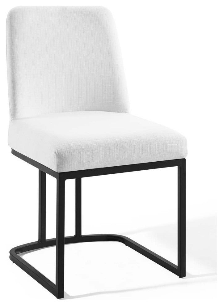 Amplify Sled Base Upholstered Fabric Dining Side Chair - Black White