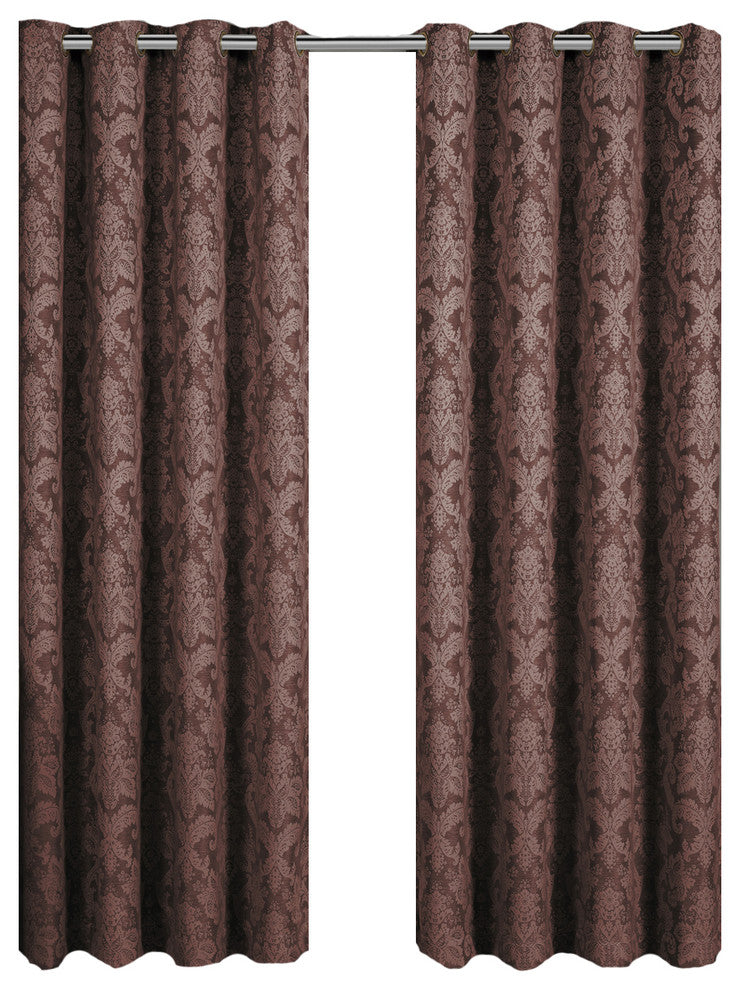 Blair Jacquard Grommet Top Panels, Set of 2, Chocolate, 108"x96"