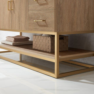 Alistair Vanity, North American Oak With Countertop, 60", With Mirror