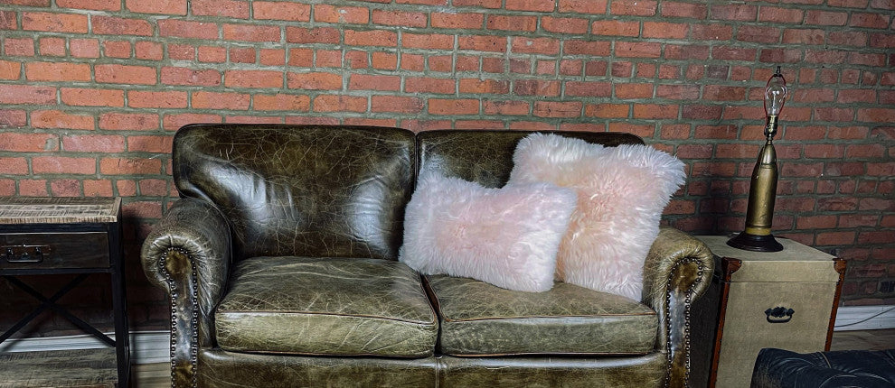 New Zealand Sheepskin Pillow 12"x20", Blush