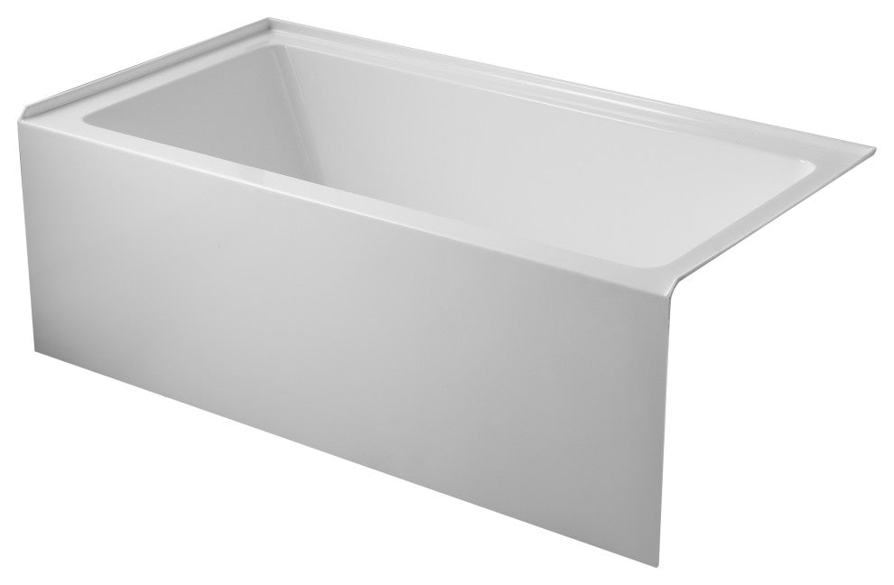 Vanity Art Alcove Soaking Acrylic Bathtub, White/Titanium Gold, 60"x32", Right