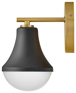 Lark Haddie 9" Modern Bath Sconce, Black + Lacquered Brass