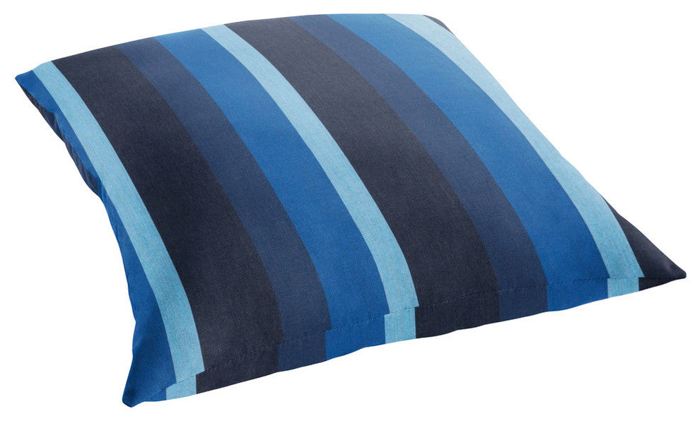 Sunbrella Preston Indigo Blue Stripe Outdoor Square Floor Pillow