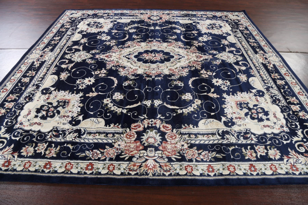 Blue Floral Medallion Transitional Turkish Rug Oriental Carpet 10x10