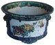 Chinese Ceramic Dimensional Flower Butterfly Round Green Glaze Planter