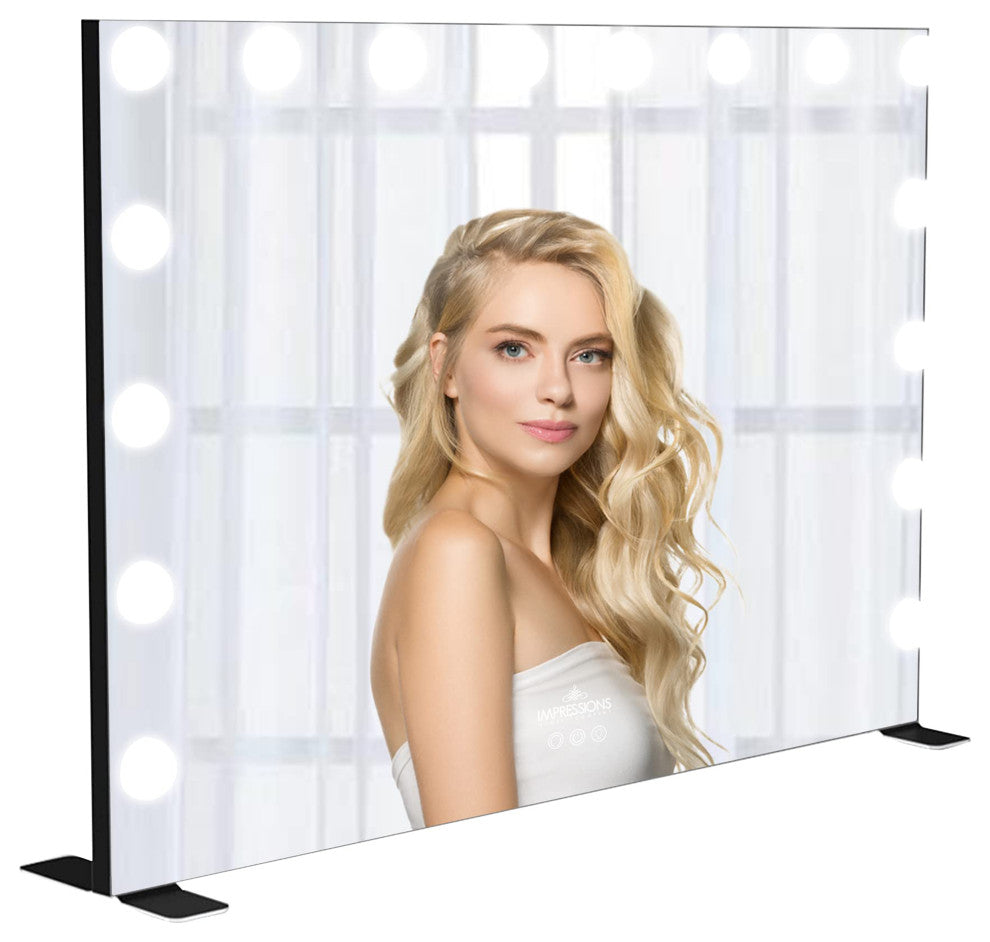 Glamour Tri Tone Wide LED Makeup Mirror with Lights, Black