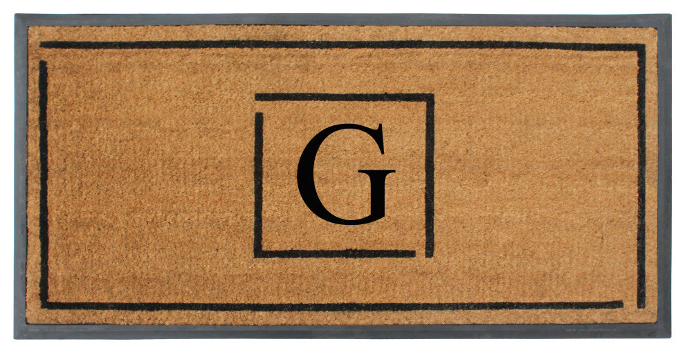 A1HC Hand-Crafted 24"x48" Rubber Coir Double-Single Monogrammed, G