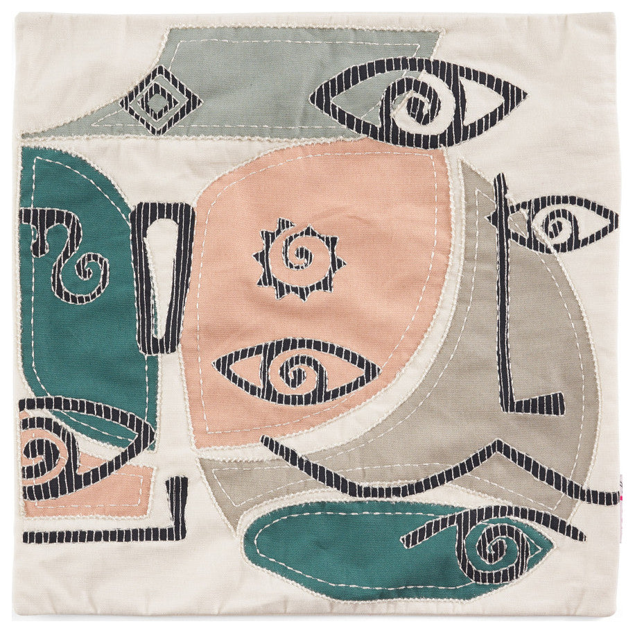Belize Modern Handcrafted Fabric Pillow Cover, Single
