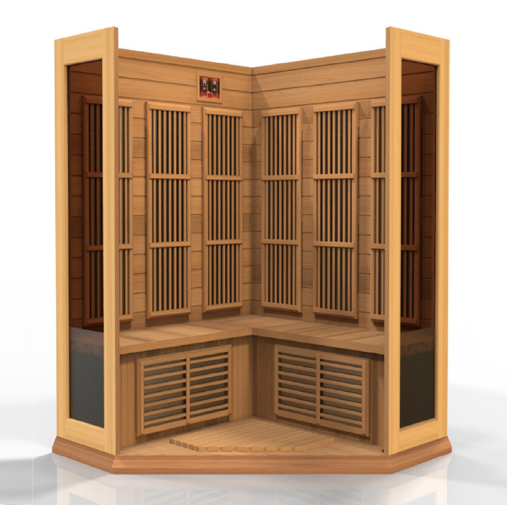 3-Person Corner Near Zero Emf (Under 2Mg) Far Infrared Sauna (Canadian Hemlock)