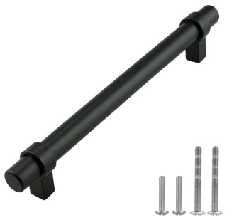 Matte Black Handle Pull 6-1/4" (160mm) Hole Centers, 7-7/8" Overall Length
