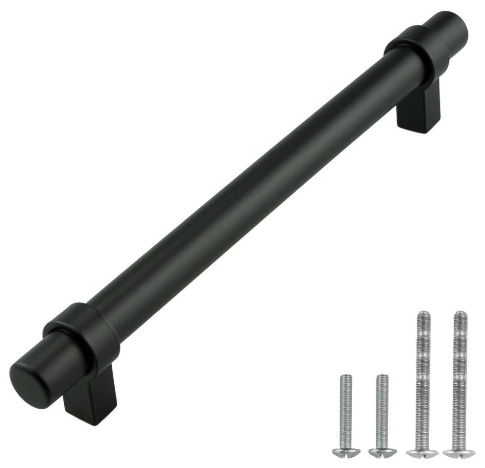 Matte Black Handle Pull 6-1/4" (160mm) Hole Centers, 7-7/8" Overall Length