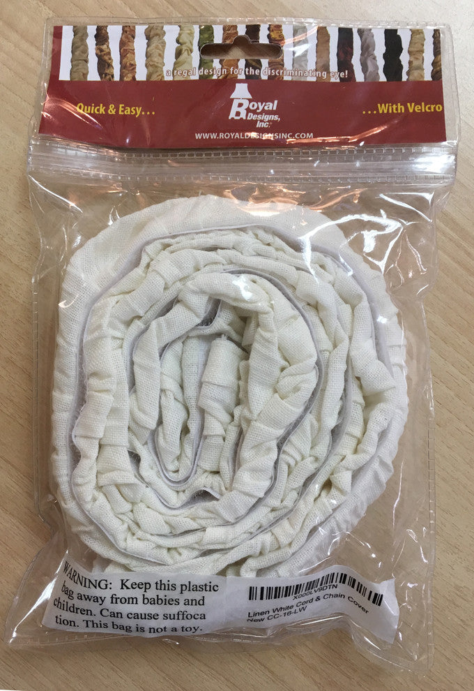 Royal Designs Cord/Chain Cover, 4', Touch Fastener, Linen White