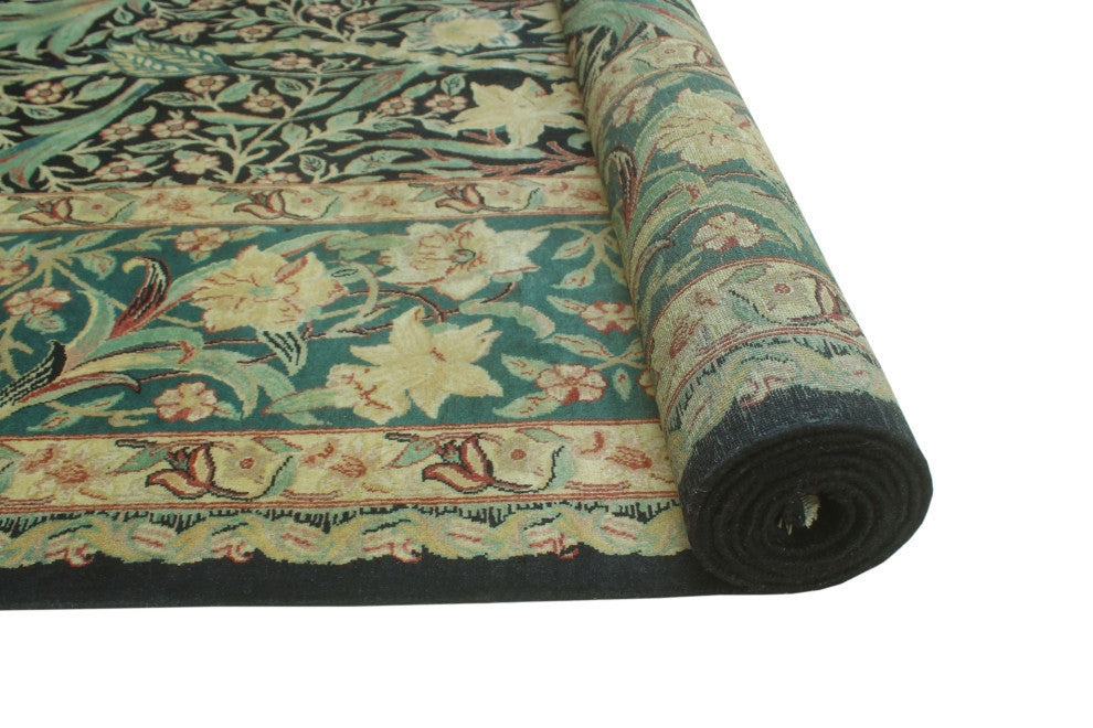 Pak-Persian Charleto Black/Green Rug, 10'1x14'1