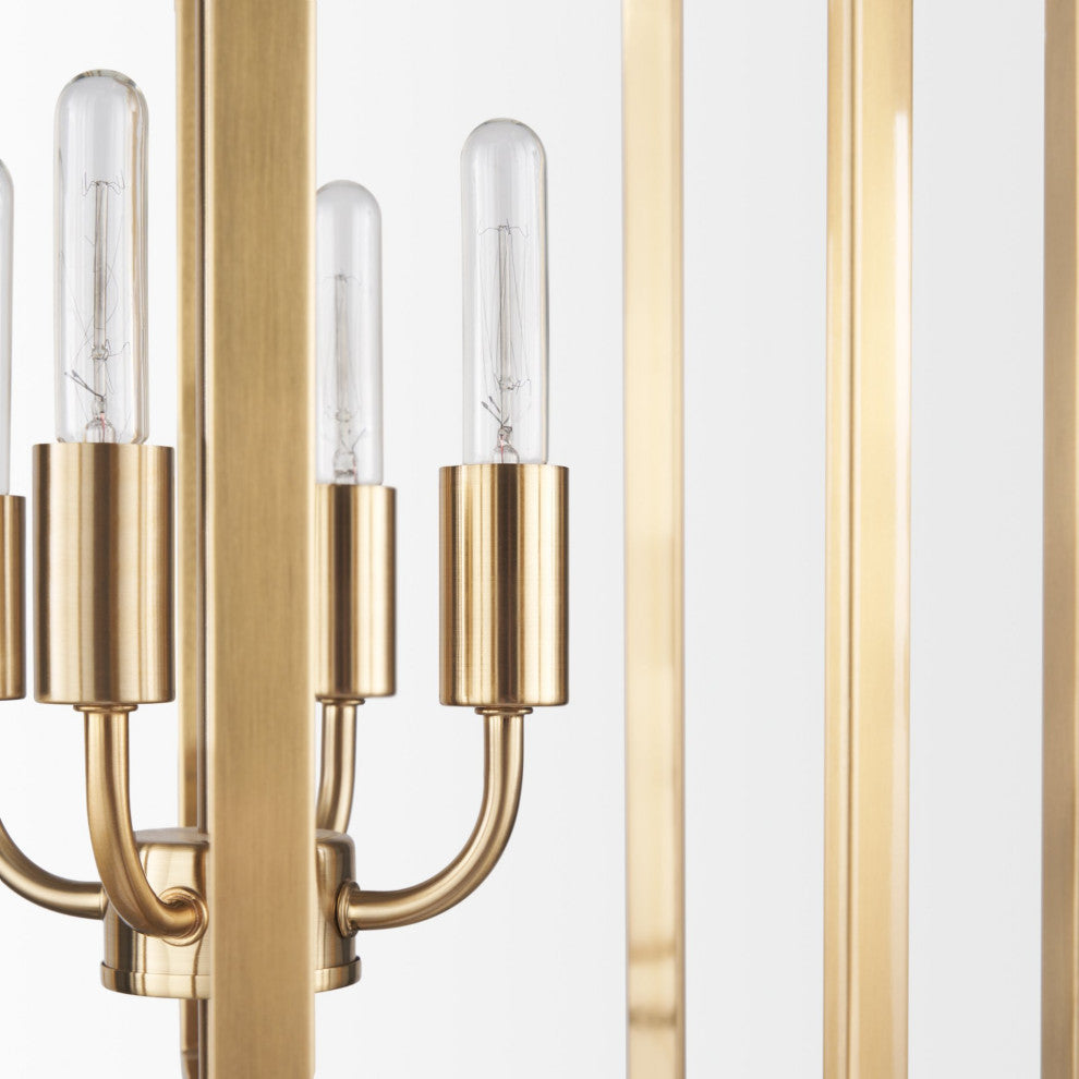 Colleen Antiqued Gold Metal 4-Light Chandelier