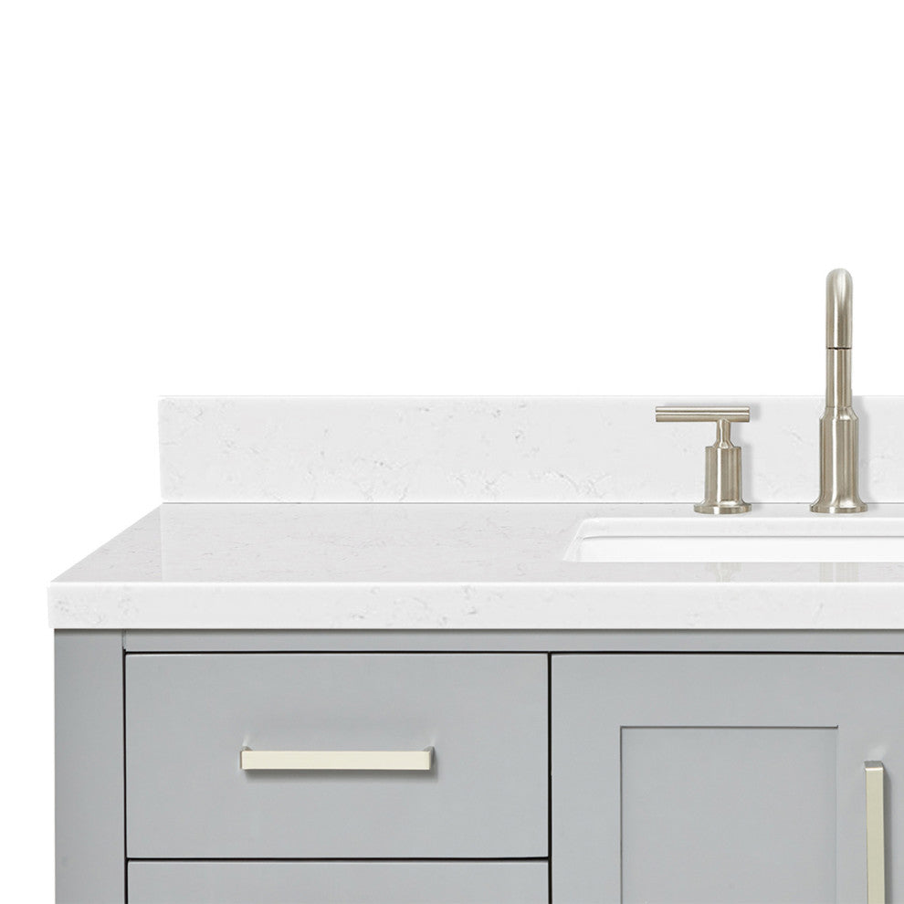 Ariel Magnolia 48" Single Rectangle Sink Vanity, Carrara Quartz, Gray