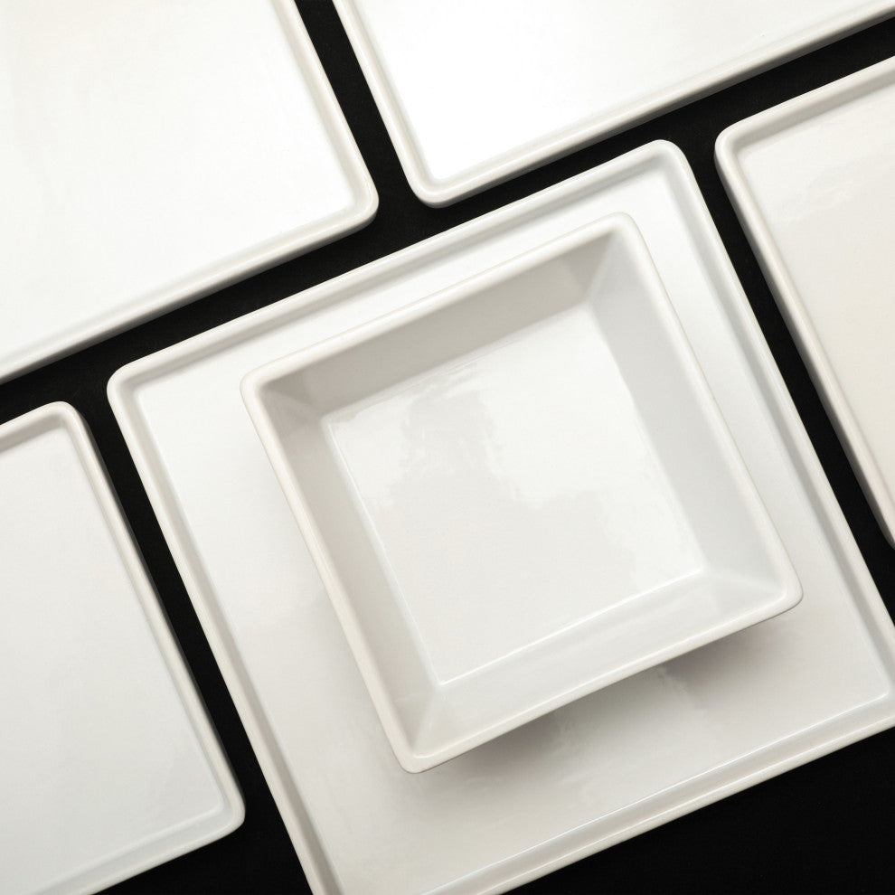 Stone Lain Grace Stoneware 24 Piece Dinnerware Set, White