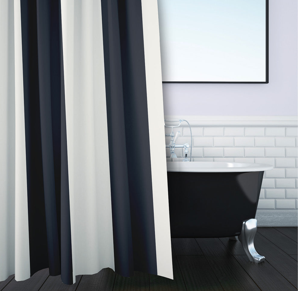Graduated Stripe Shark Blue 70" w x 73" h Shower Curtain