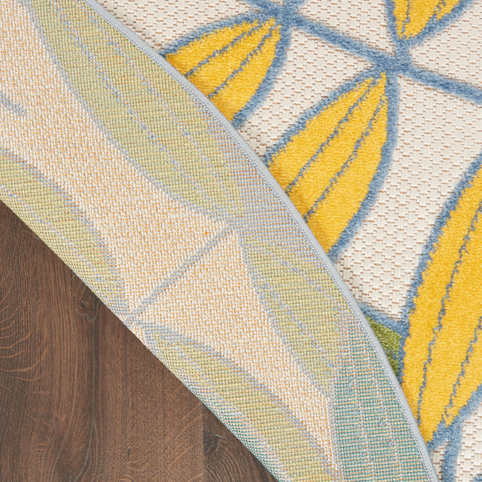 Nourison Aloha 4' x Round Ivory/Multi Tropical Area Rug