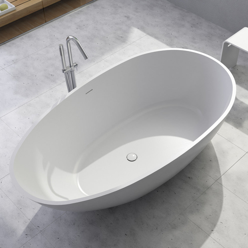 ADM Oval Freestanding Bathtub, Glossy White, 70"