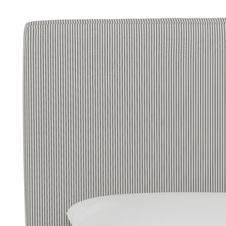 Phoebe Box Seam Headboard, Oxford Stripe Charcoal, Queen