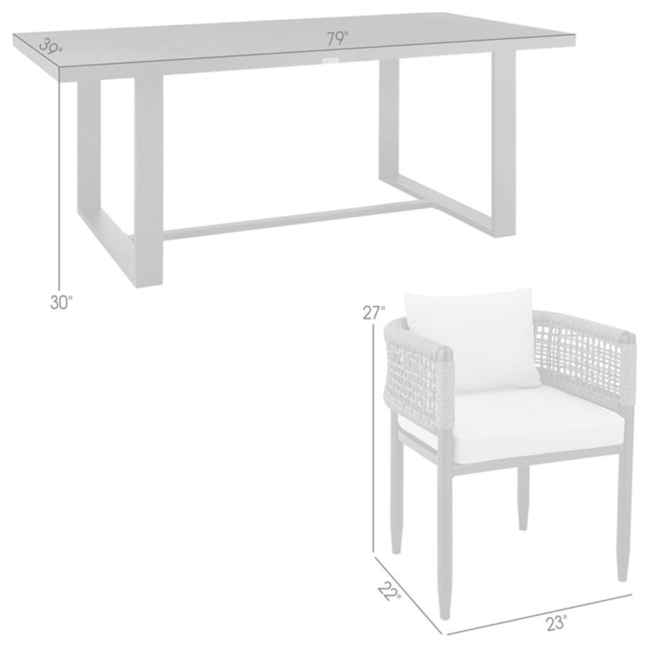 Armen Living Felicia 5-Piece Aluminum Outdoor Dining Table Set in Black/Gray