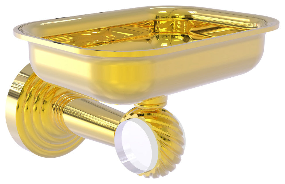 Pacific Beach Wall-Mount Soap Dish Holder with Twist Accents, Polished Brass