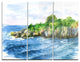 "Green Island in Sea" Watercolor Metal Wall Art, 3 Panels, 36"x28"