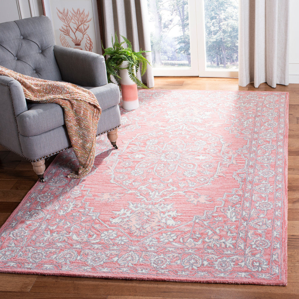 Safavieh Micro-Loop Collection MLP504 Rug, Pink/Ivory, 4' X 6'