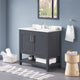 Ove Decors Vegas Single Sink Bathroom Vanity Set With Countertop, White, Dark Charcoal, 36"