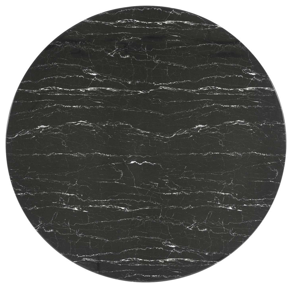 Modway Lippa 54" Artificial Marble Dining Table, Black Black