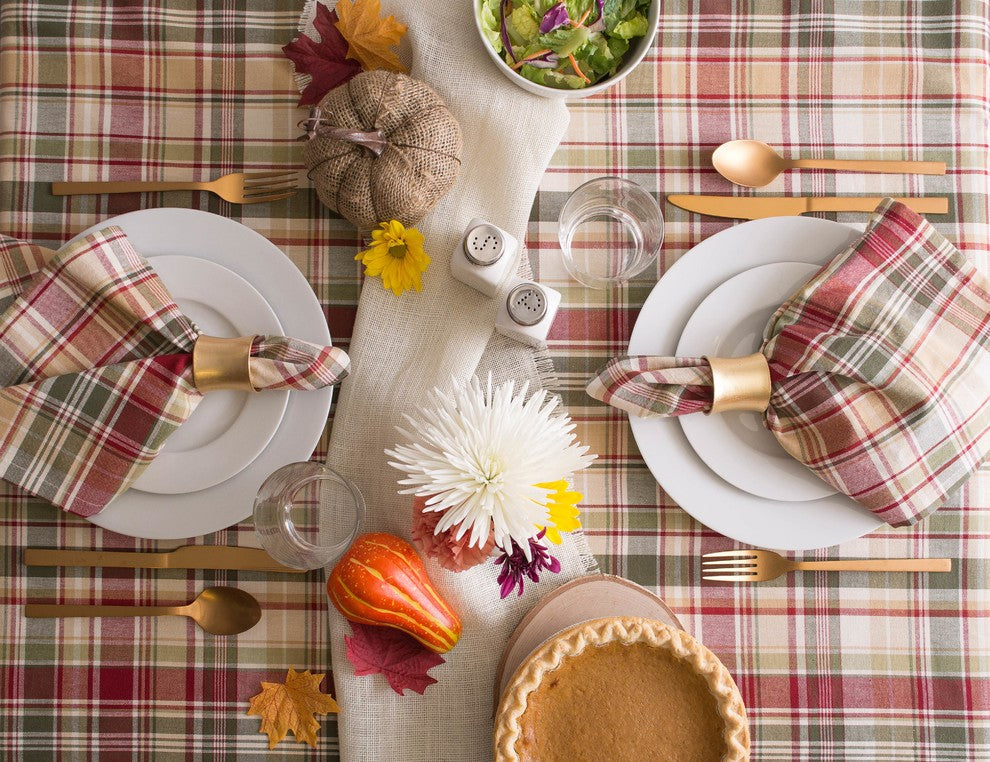DII Give Thanks Plaid Tablecloth 60"x104"