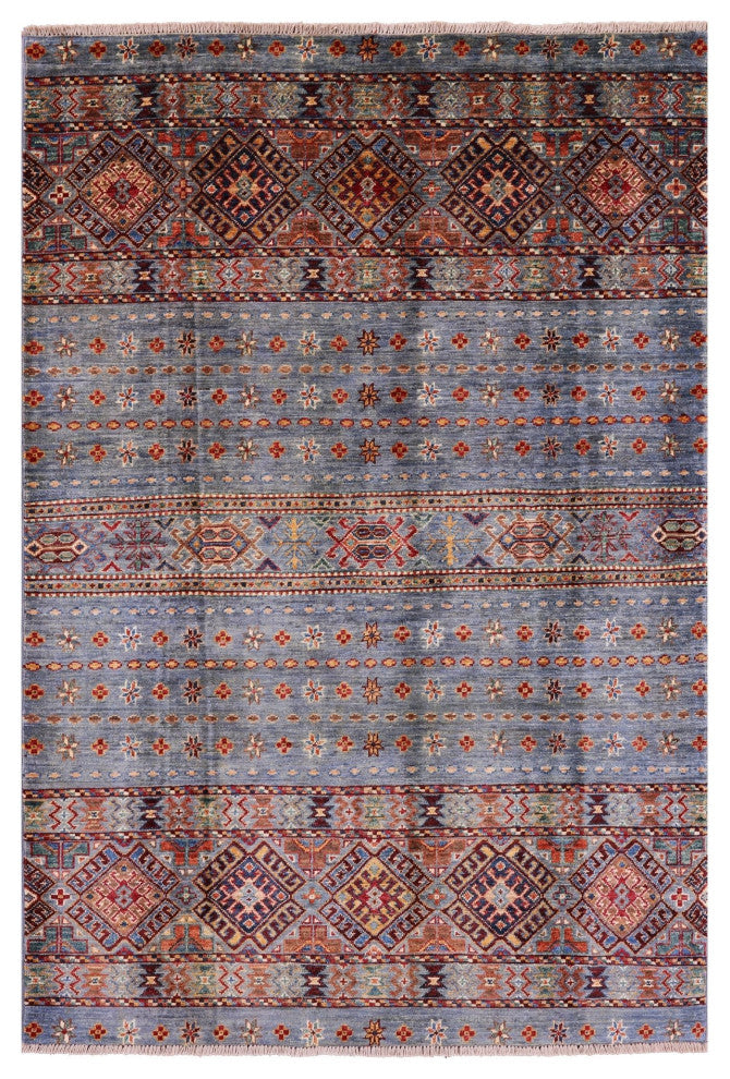 4' 0" X 5' 11" Super Kazak Khorjin Hand Knotted Wool Rug - Q12388