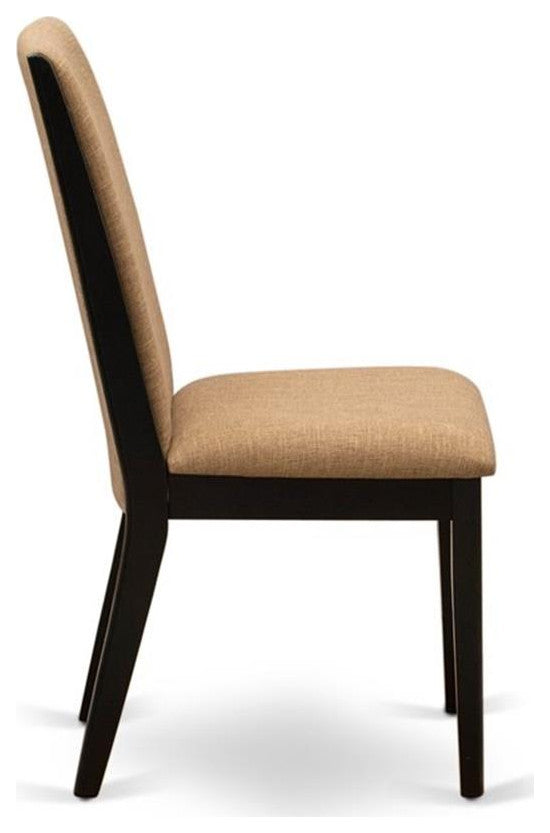 East West Furniture Lancy 39" Fabric Dining Chairs in Black/Brown (Set of 2)