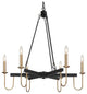LNC 6-Lights Matte Black Modern Gold Candle-Style Chandelier For Dining Room