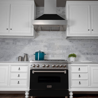 Ducted DuraSnow Stainless Steel Range Hood with Black Matte Shell
