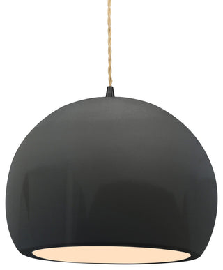 Radiance Large Globe Pendant, Gloss Gray Frame, Matte Black, LED, Cord