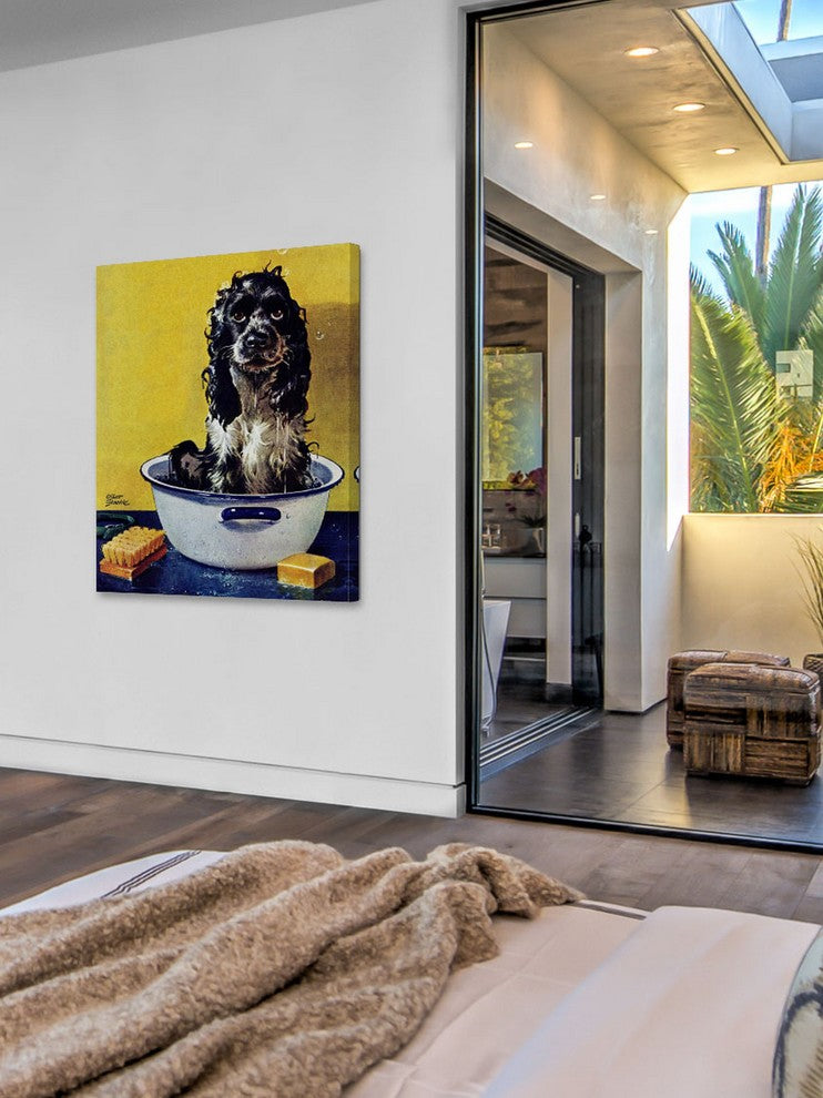 "Butch Gets a Bath" Painting Print on Canvas by Albert Staehle
