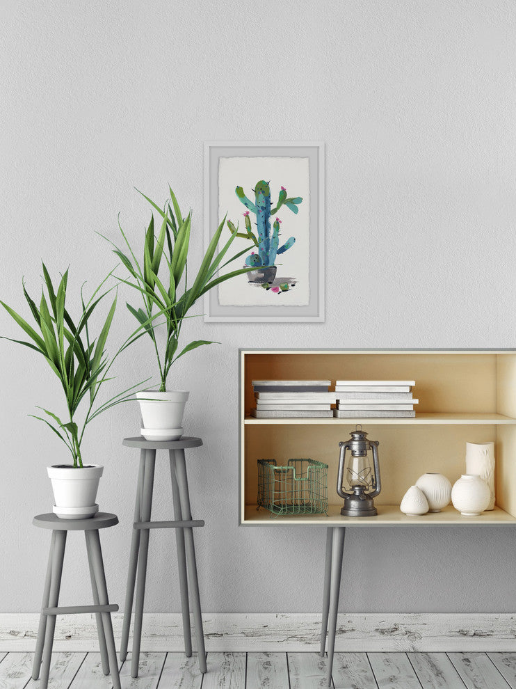 "Little Blue Cactus" Framed Painting Print, 30"x45"