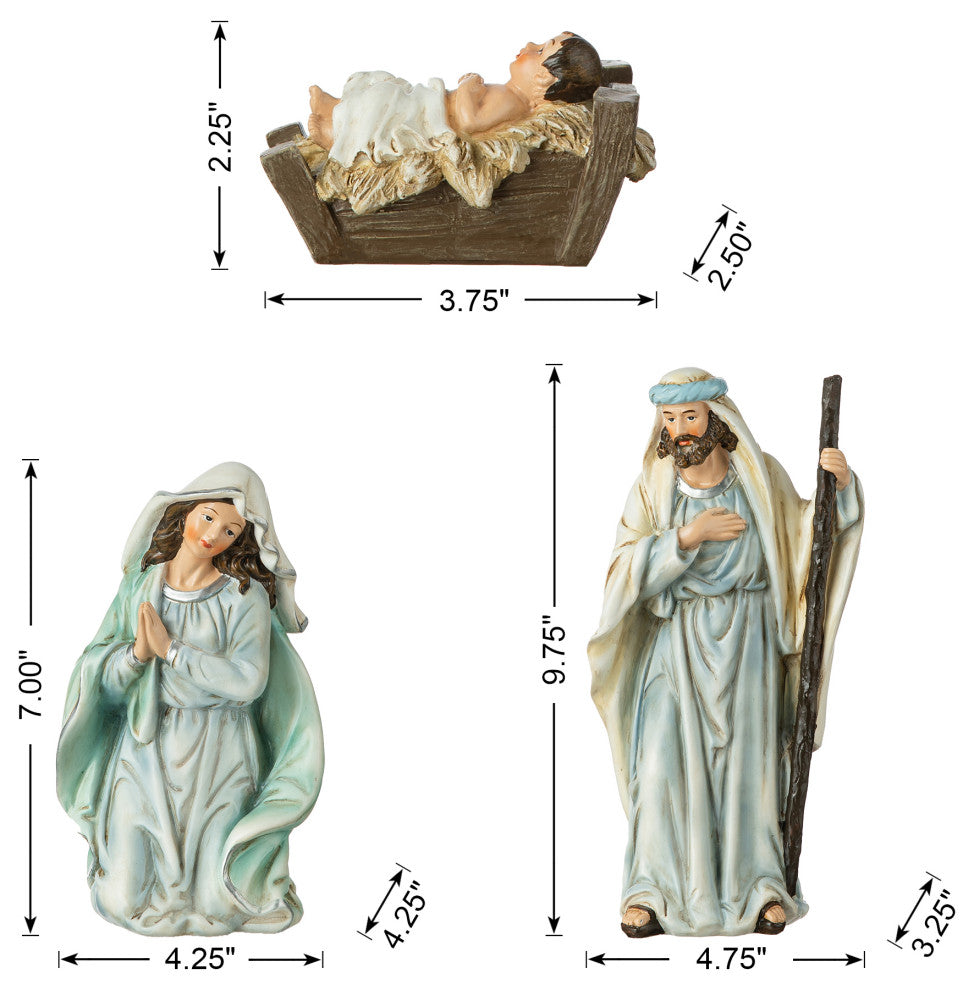 12-Piece Deluxe Blue Resin Nativity Figurine Set