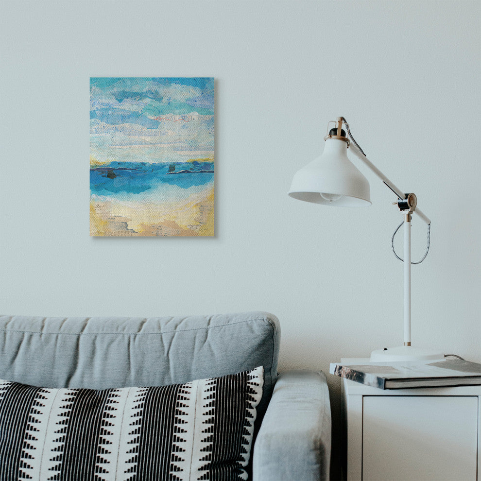 Abstract Beach Coast Ocean Blue Collage Design, 16"x20"