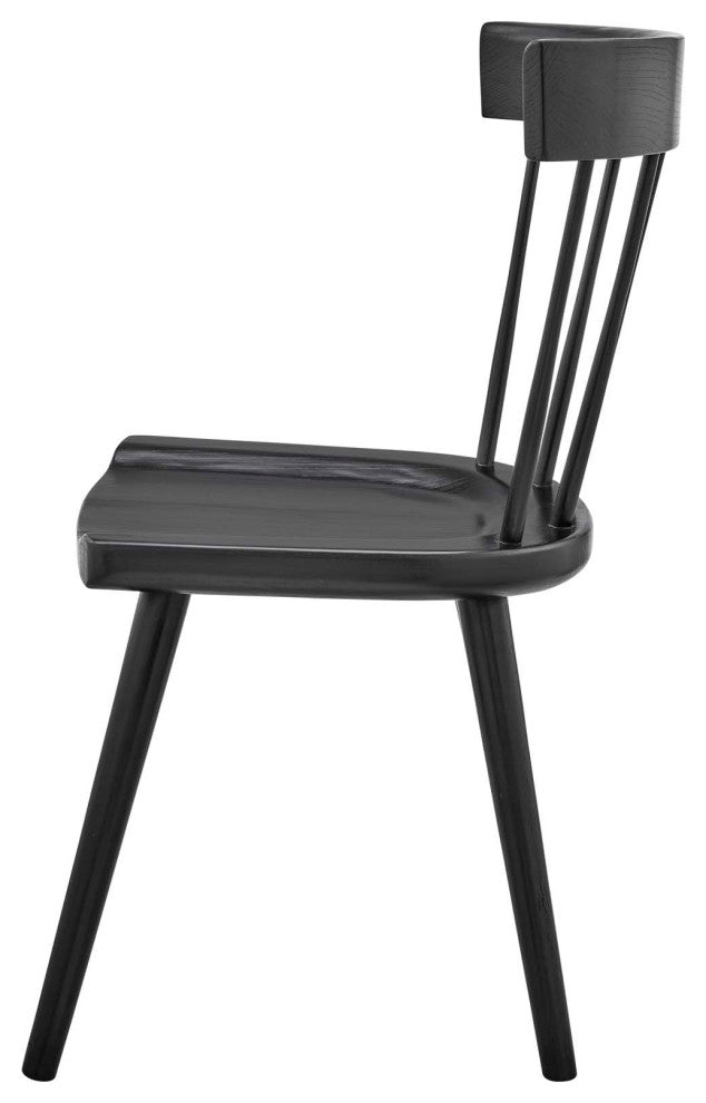 Side Dining Chair, Set of 2, Black, Wood, Modern, Cafe Bistro Hospitality
