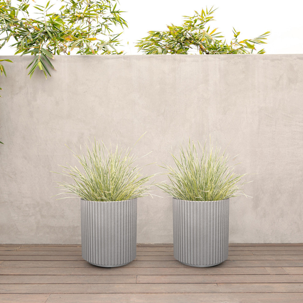 Veradek Demi Series Planter, Gray, 16", 2 Pack